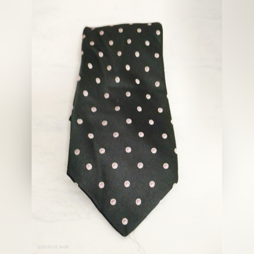 Nautica Black Pink White Polka Dot Abstract Silk Men's Tie Luxury Formal Dress